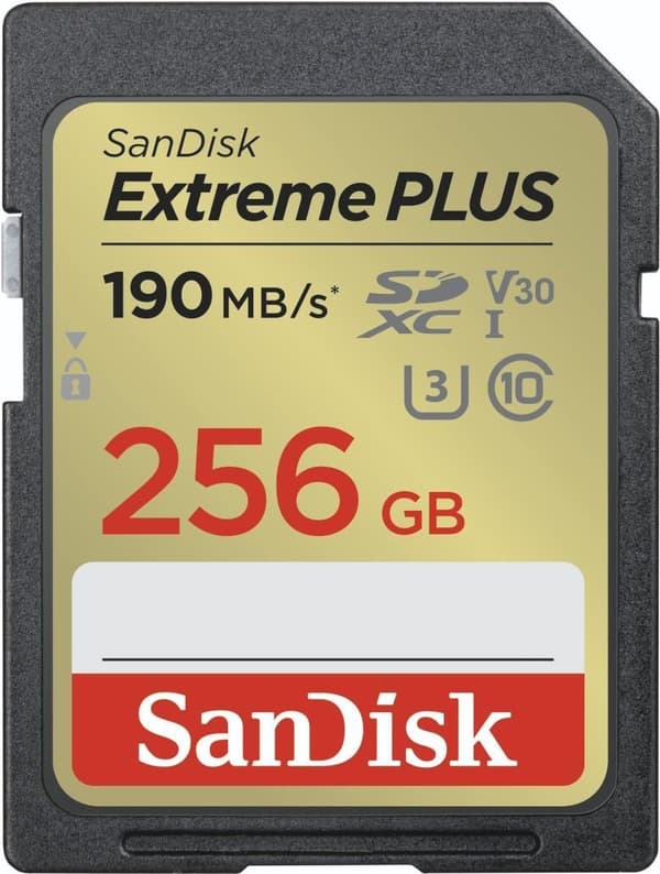 WESTERN DIGITAL EXTREME PLUS 256GB SDHC-MINNESKORT 190MB/S 130MB/S UHS-I-KLASS (SDSDXWV-256G-GNCIN)