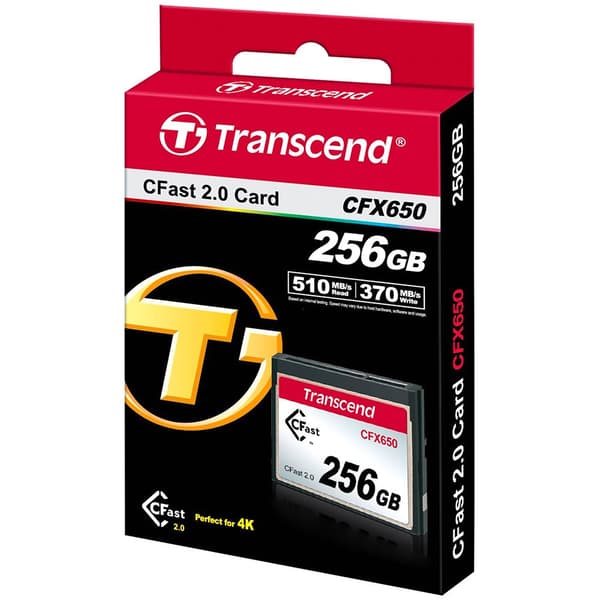 Transcend Minneskort Cfast 2.0 Cfx650 256gb Svart,Silver