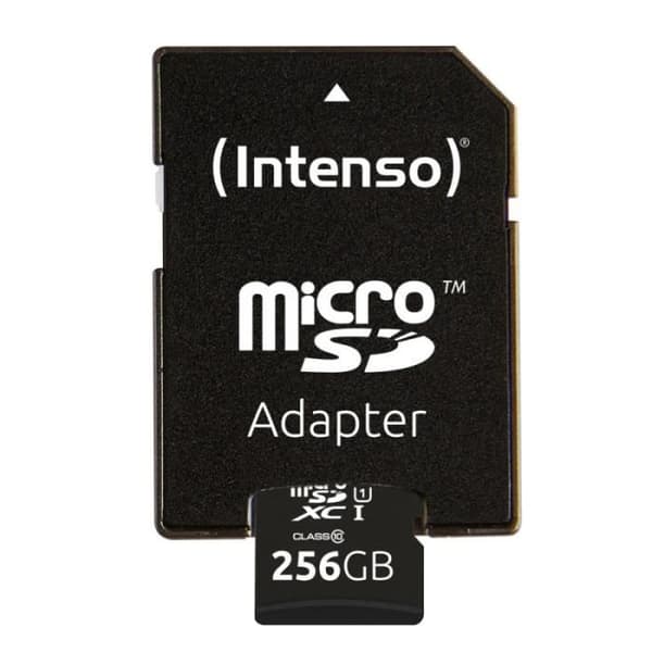 Flashminneskort - Intenso - Micro SDXC 256GB - UHS-I 80MB/s - Svart