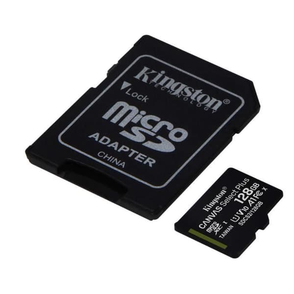 KINGSTON Canvas Select Plus SDCS2 128GB minneskort - Klass 10 A1 100MB/s+ Adapter ingår
