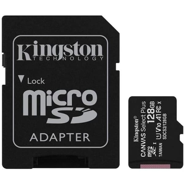 KINGSTON Canvas Select Plus SDCS2 128GB minneskort - Klass 10 A1 100MB/s+ Adapter ingår