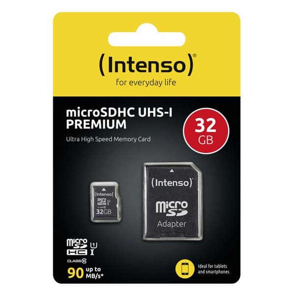 Flashminneskort - INTENSO - 32GB microSDHC - Läshastighet upp till 45 MB/s - 2 års begränsad garanti