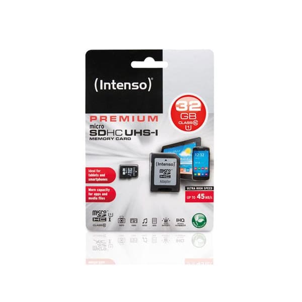 Flashminneskort - INTENSO - 32GB microSDHC - Läshastighet upp till 45 MB/s - 2 års begränsad garanti