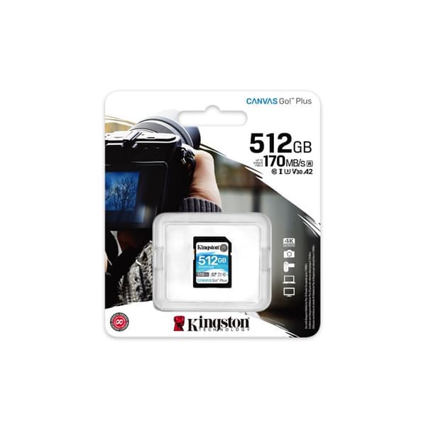Kingston SDG3/512GB SD-kort minneskort (512GB SDXC Canvas Go Plus 170R C10 UHS-I U3 V30)