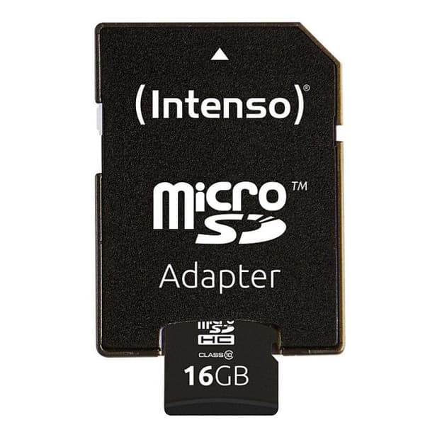 Micro SDHC-kort INTENSO 16Go Klass 10 med Adapta