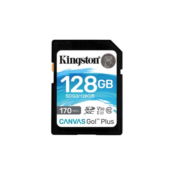 Kingston SDG3/128GB SD-kortminneskort (128GB SDXC Canvas Go Plus 170R C10 UHS-I U3 V30)