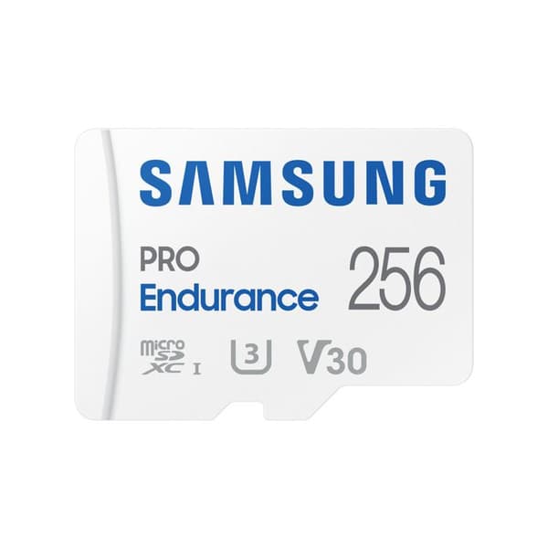 Samsung PRO Endurance 256 GB microSDXC-kort klass 10, UHS-klass 3, v30 Video Speed Class 4K-videokompatibilitet, med