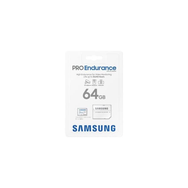 Samsung PRO Endurance 64 GB microSDXC-kort Klass 10, UHS-Klass 1 4K-videokompatibilitet, med SD-adapter, resistans