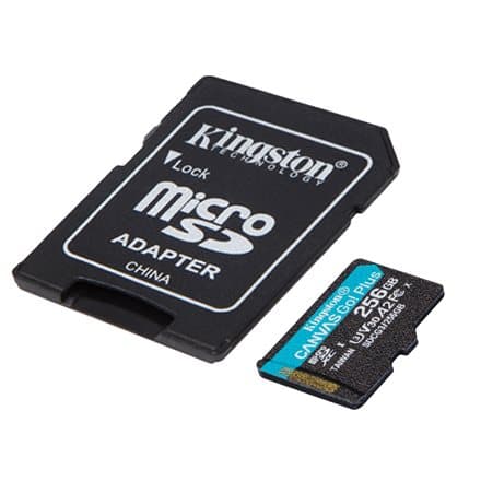 CARD MicroSD KINGSTON, 256 GB, MicroSD, clasa 10, standard UHS-I U3, "SDCG3/256GB" (timbru verde 0.03 lei)