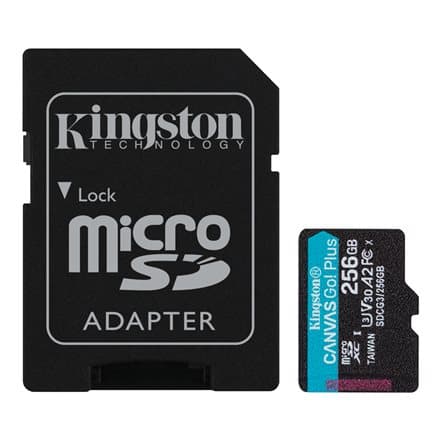CARD MicroSD KINGSTON, 256 GB, MicroSD, clasa 10, standard UHS-I U3, "SDCG3/256GB" (timbru verde 0.03 lei)