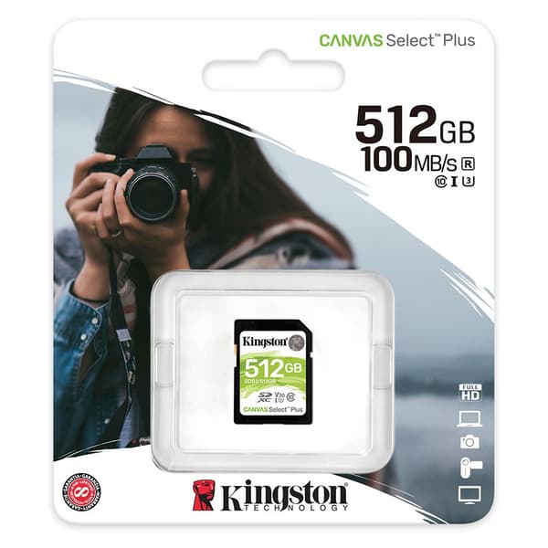 Kingston Muistikortti Canvas Select Plus Sd Class 10 512gb Musta