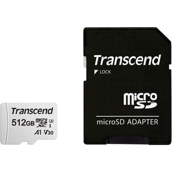 Transcend Minneskort Micro Sdxc 300s-a 512gb Class 10 Uhs-i U3 V30 A1 Svart