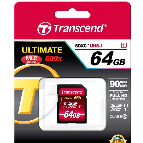 Transcend Minneskort Sdxc 64gb Class10 Uhs-i 600x Ultimate Flerfärgad