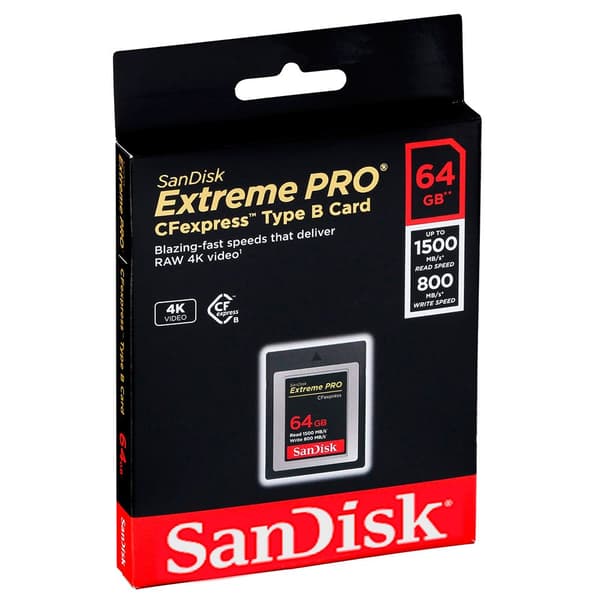 Sandisk Hukommelseskort Cf Express 2 64gb Extreme Pro Sdcfe-064g-gn4nn Sort