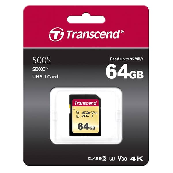 Transcend Hukommelseskort Sdxc 500s 64gb Class 10 Uhs-i U3 V30 Sort