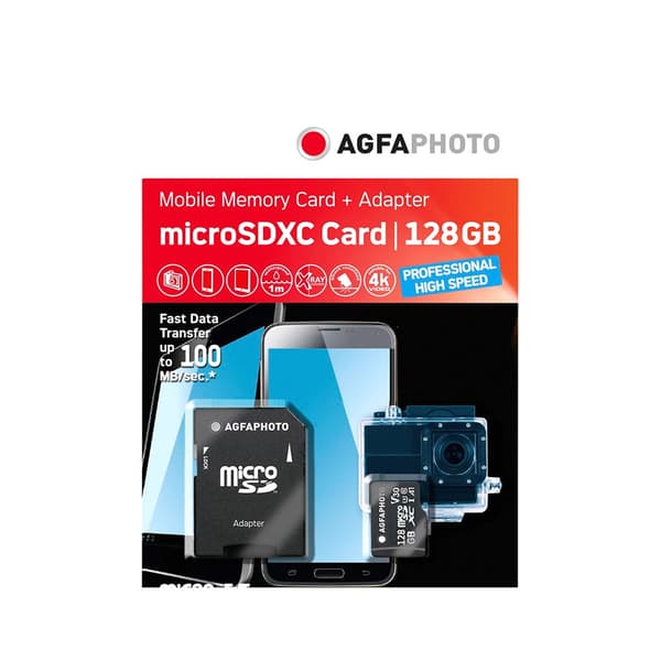 Agfa Minneskort Micro Sdxc Uhs I 128gb High Speed U3/v30/a1 Svart