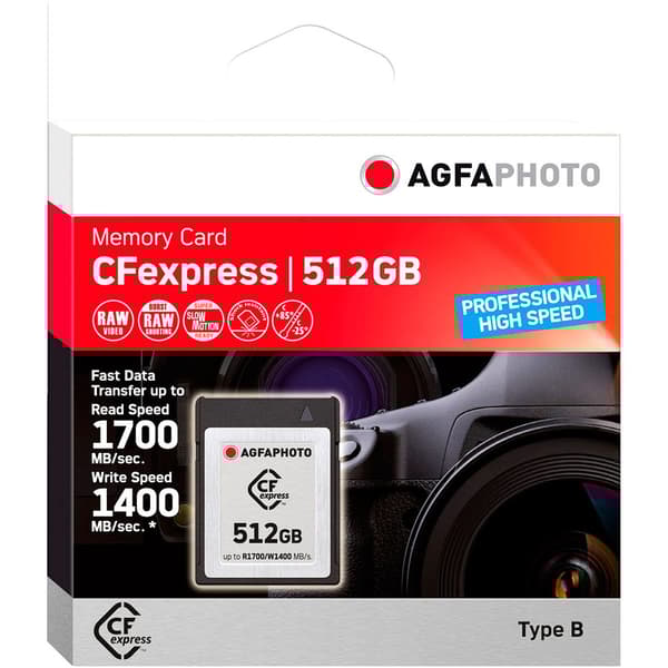 Agfa Minneskort Cfexpress 512gb Professional High Speed Svart,Silver