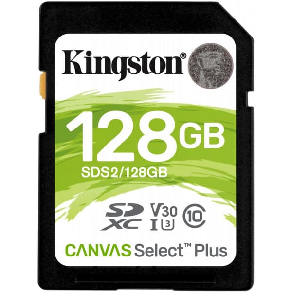 Kingston 128 Gt SD Canvas Select Plus UHSI Speed Class 1 (U3) hukommelseskort