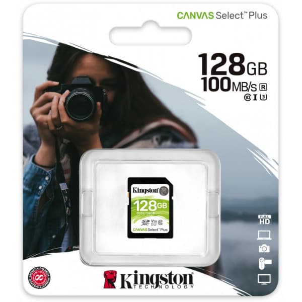 Kingston 128 GB SD Canvas Select Plus UHS-I Speed Class 1 (U3) -minneskort