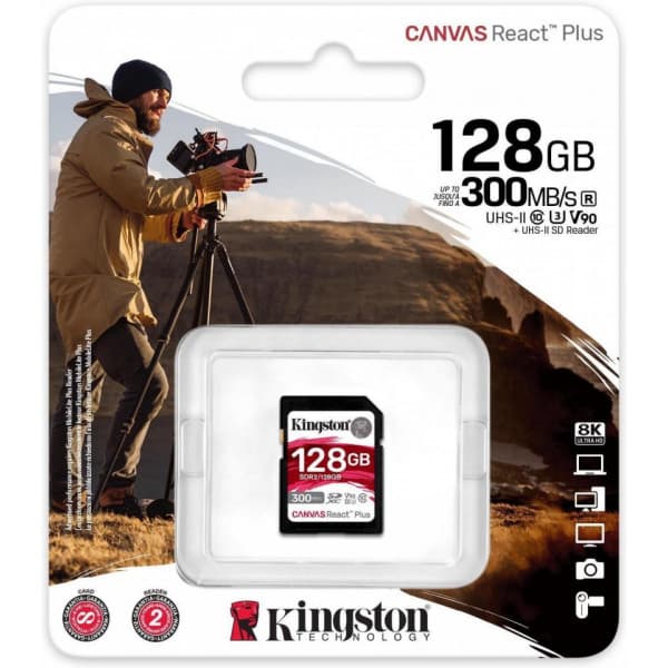 Kingston Canvas React Plus 128 Gt UHS-II -SDXC-muistikortti