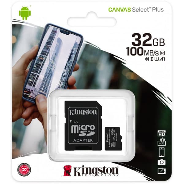 Kingston 32 Gt microSD Canvas Select Plus UHS-I Speed Class 1 (U1) -muistikortti