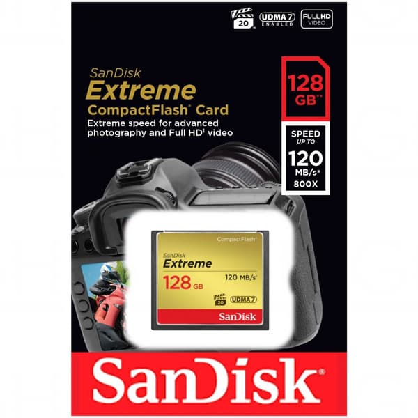 Sandisk Minneskort Extreme 128gb Svart,Guld