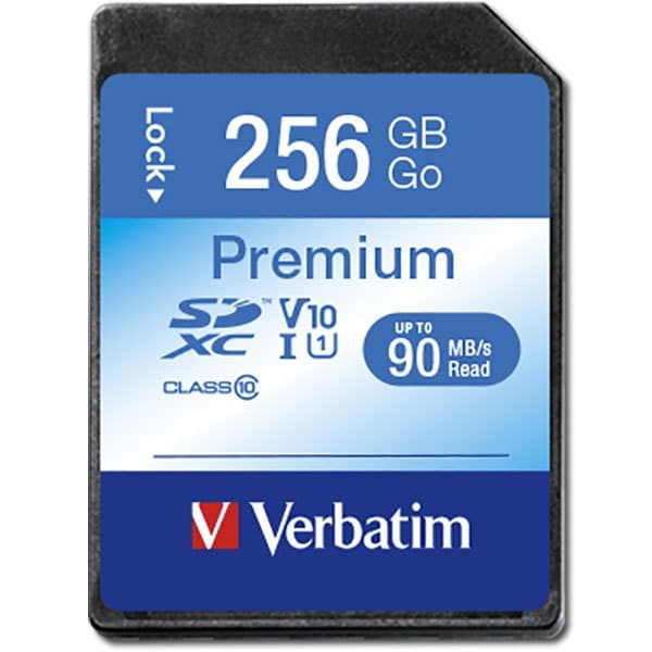 Verbatim Hukommelseskort Premium Micro Sd Class 10 256gb Blå,Sort