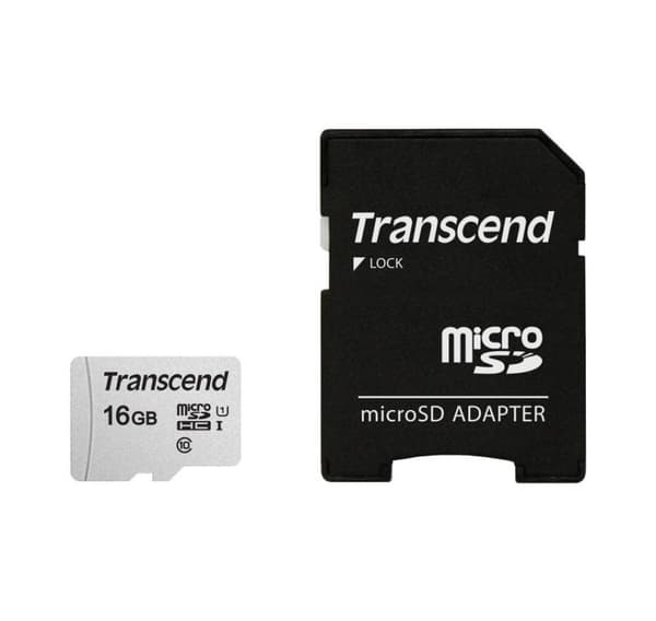 Minne micro SDHC 16gb m/adap/c10 ts16gusd300s-a, Transcend
