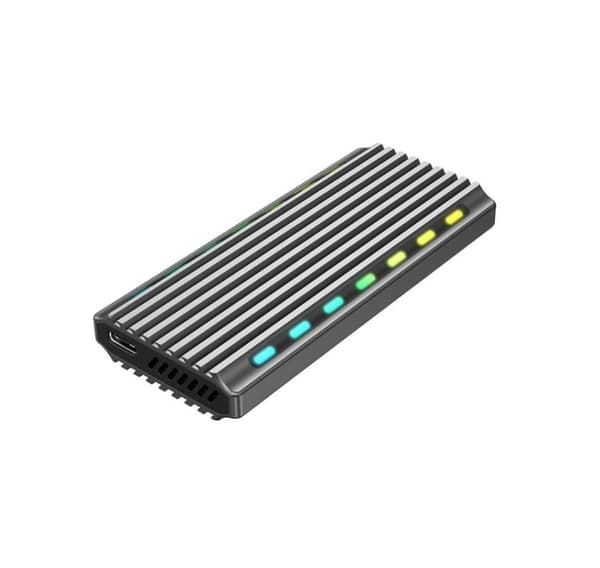 Gembird EE2280-U3C-03 USB 3.1-kapsling for M.2 NVMe-stasjoner, RGB, aluminium Sort