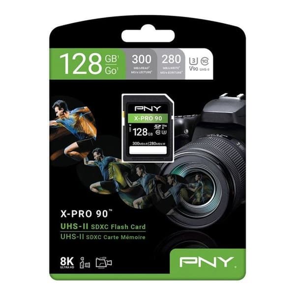 Minneskort - Pny-flashminne - P-SD128V90300XPRO9-GE - SD-minneskort 128GB X-PRO 90 Klass 10 U3 V90 UHS-II