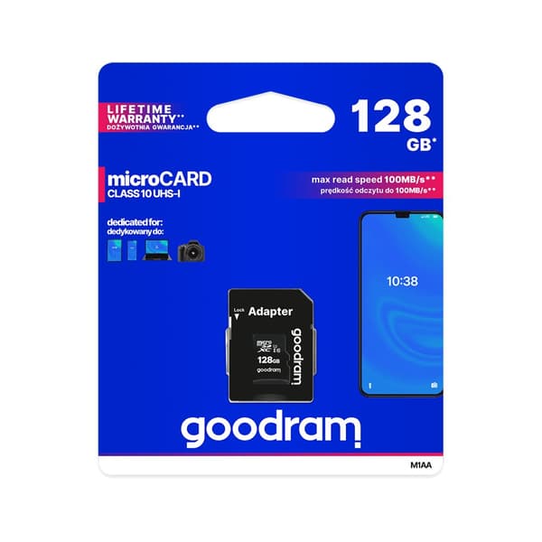 128GB UHS-I Goodram microSD-muistikortti sovittimella