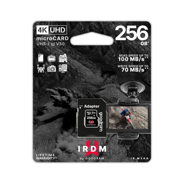 256 GB UHS-I U3 Goodram microSD minneskort med adapter