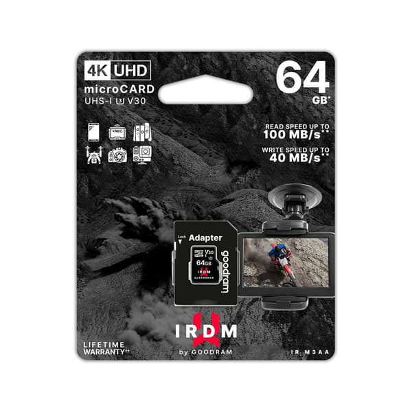 64 GB UHS-I U3 Goodram microSD minneskort med adapter
