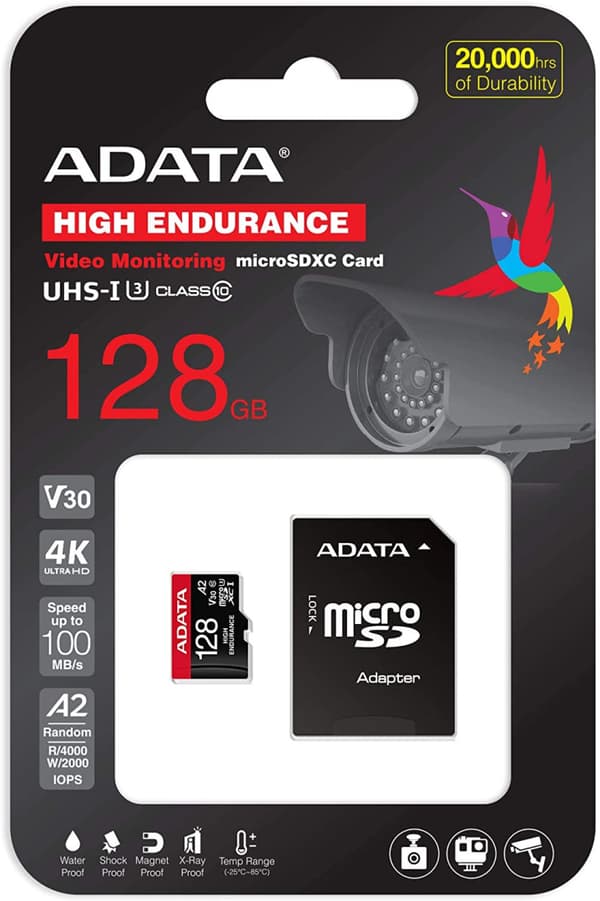 ADATA | AUSDX128GUI3V30SHA2-RA1 minneskort | 128GB | MicroSDXC | Flash-minne klass 10 | Adapter