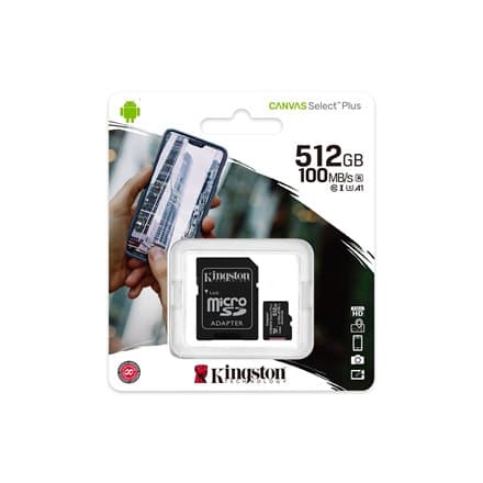Kingston | Canvas Select Plus | 512 GB | Micro SD | Flash-hukommelse klasse 10 | SD adapter