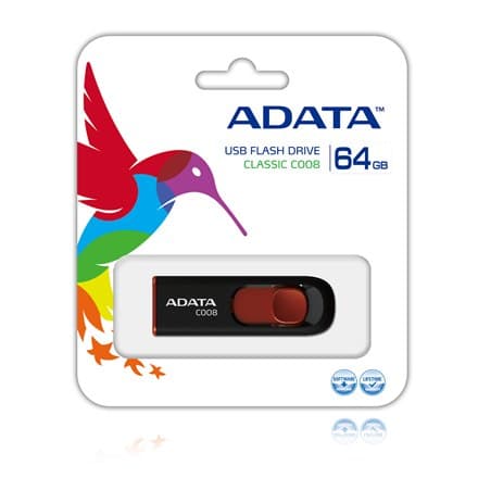 ADATA C008 USB stick 64 GB, 2.0 / Sort og rød