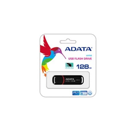 ADATA UV150 USB-minne med en kapacitet på 128 GB med USB 3.0-gränssnitt - Svart färg
