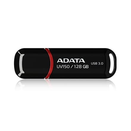 ADATA UV150 USB-minne med en kapacitet på 128 GB med USB 3.0-gränssnitt - Svart färg