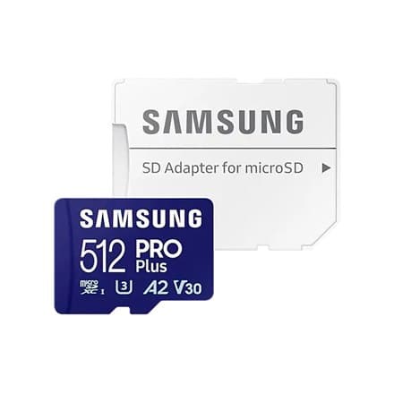 Samsung | PRO Plus microSD-kort med adapter | 512 GB | MicroSDXC | Flash-hukommelse klasse U3, V30, A2