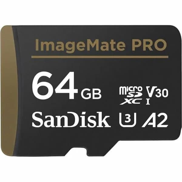 SanDisk 64 Gt ImageMate PRO microSDXC UHS-1 Action Cams U3, V30, 4K UHD, A2