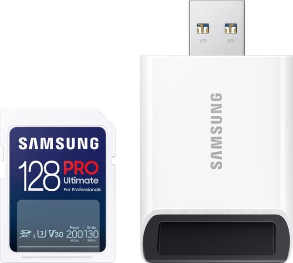 Samsung PRO Ultimate - SD-kort med kamera - Kamerahukommelseskort - 200 & 130 MB/s - 128 GB