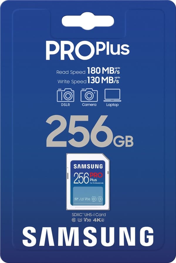 Samsung PRO Plus - SD-kort - Minneskortskamera - 180 & 130 MB/s - 256 GB