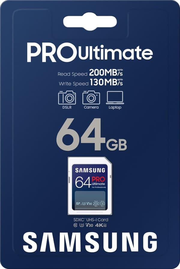 Samsung PRO Ultimate - SD-kort - Hukommelseskortkamera - 200 & 130 MB/s - 64 GB
