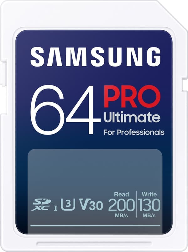 Samsung PRO Ultimate - SD-kort med kamera - Kameraminneskort - 200 & 130 MB/s - 64 GB