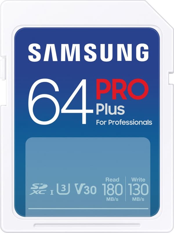 Samsung PRO Plus - SD-kort - Minneskortskamera - 180 & 130 MB/s - 64 GB