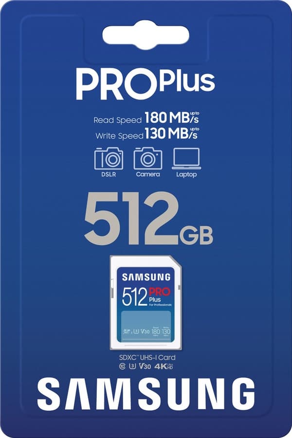 Samsung PRO Plus - SD-kort - Minneskortskamera - 180 & 130 MB/s - 512 GB