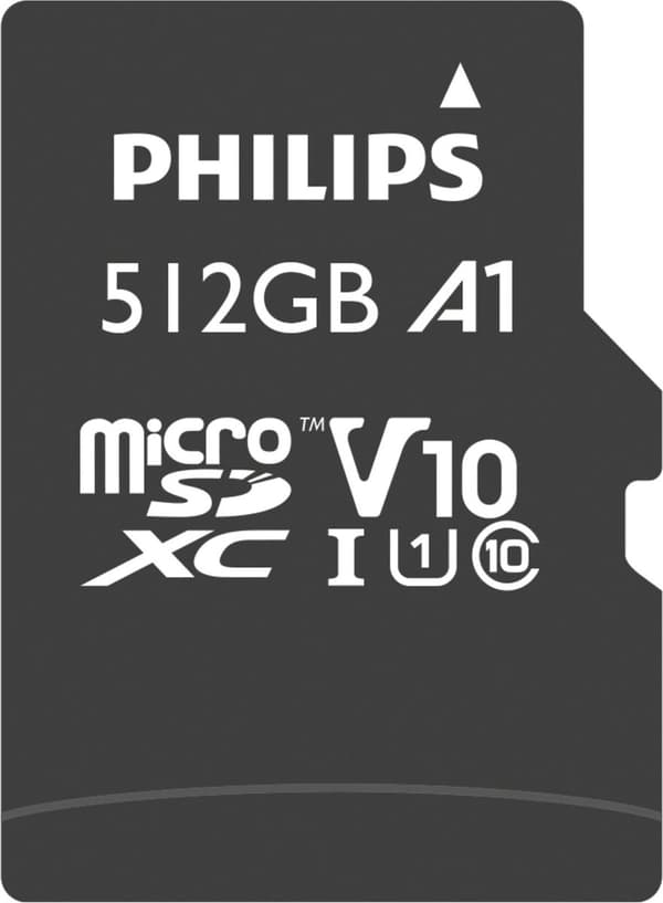 Philips FM51MP45B-kort - Micro SDXC-kort 512GB inkl. adapter - Klasse 10 UHS-I U1
