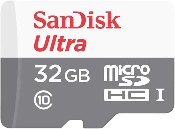 SanDisk Ultra 32 Gt microSDHC Class 10 -muistikortti jopa 48 Mb/s - valkoinen/harmaa