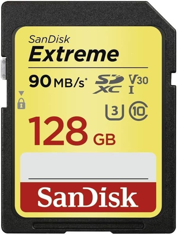 SanDisk Extreme 128GB SDXC-muistikortti jopa 90MB/s, Class 10, U3, V30