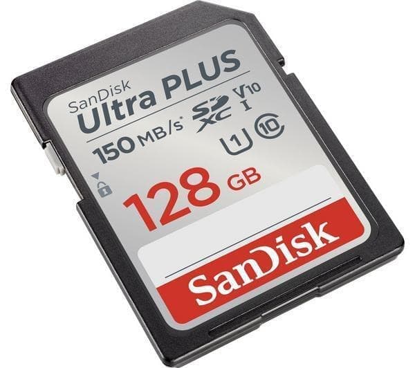 Sandisk Ultra Plus 128GB SDXC-minneskort V10 Klass 10 upp till 150 Mb/s hastighet